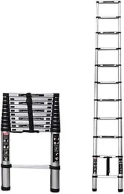 Telescopic Ladder Ladders Aluminum Telescoping Ladder Premium Telescopic Extension Ladder Aluminum Non-Slip Extendable Tall Ladder for Indoor Outdoor Work 330 Lbs Capacity
