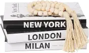 Decorative Books for Home Decor,3 PiecesTravel Themed Decorative Books Set,Real Hardcover Decor Books,for Any Table or Shelf/Living Room/Bedroom/Entryway(Black and White)