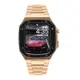 Apple Watch 4/5/6/7/SE 蘋果手錶保護殼 7代專用 黑框x玫瑰金錶帶全不鏽鋼 45(45