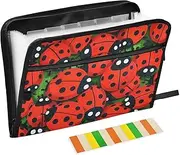 Cute Cartoon Insect Distinctive Expansion File Folders 13 Pockets A4 Letter Size Receipt Organizer with Zipper Closure Folder Organizer with Pockets for Office Supply