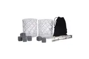 12pc Bartender Whisky Scotch Drink Glasses Rocks Storage Bag Tongs Barware Set