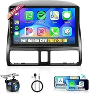 4G+64GB- for Honda CRV 2002-2006 Wireless CarPlay Car Stereo Receiver Compatible, 9 Inch Android Auto IPS 1280 * 720 Touchscreen,Android Car Radio DSP Bluetooth GPS FM WiFi/GPS Navi/HD Backup Camera