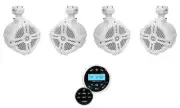 Rockville RGHR2 Marine Bluetooth USB Receiver+Remote+(4) 6.5" Wakeboard Speakers
