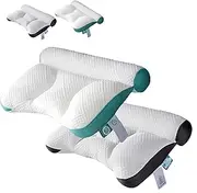 [Generic] Hicaly Ergonomic Pillow with Neck Support for All Sleep Positions, Adjustable Dual-Height Design for Side/Back/Stomach Sleepers All Sleeping Positions-2pcs(Grey+Green)