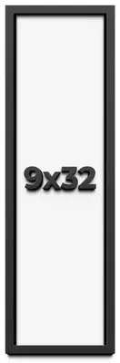 9x32 Shadow Box Frame Black | 1 inches Deep Real Wood Contemporary Shadowbox Dis