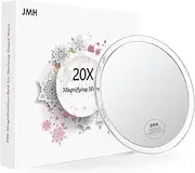 JMH 20X Magnifying Mirror with 3 Suction Cups for Easy Mounting - Use for Makeup Application - Tweezing - and Blackhead/Blemish Removal,6 Inch