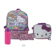 New Hello Kitty Sunshine Sequin 5 Piece Backpack & Lunch Box Set