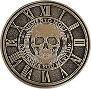 [Generic] Memento Mori Coin Medallion Stoicism Gift Amor Fati Metal Gold Color Token EDC Challenge Stoic Reminder Pendant Momento Mori Daily Stoic Practice Memento Vivere Skull