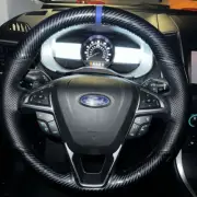 Carbon Fiber&PU Leather Steering Wheel Hand Sewing Wrap Cover For Ford Edge 15+