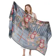 ANYYOU 100% Mulberry Silk Spruce Blue Long Scarf Luxury Brand Women Beach Shawl Wear Swimwear Pashimina Face Shield Foulard
