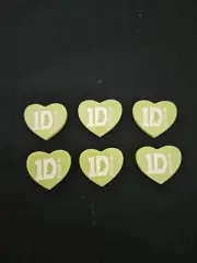 One Direction Green Hearts 3d Flatback 6pk DIY bows Scrapbooking Craft NEW