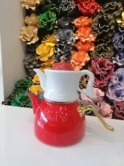 Turkish Tea Pot, Enamel Tea Pot ,Tea Kettle , Vintage Vintage, Porcelain Tea Pot
