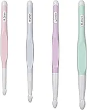 Tulip Crochet Hooks, Large Set with Rubber Handle, 8.0 mm, 10.0 mm, 12.0 mm, 15.0 mm, Ergonomic Plastic Crochet Hooks for Arthritis, Non-Slip, Comfort Grip, for Beginners for Sweaters, Scarves, Carpet