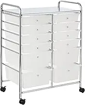 Whitmor Chrome and Plastic 12-Drawer Storage Cart