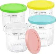 [PRIMAFIRM] Ninja Creami Pints and Lids 4 Pack, Ninja Creami Deluxe NC501 NC500 Series Ice Cream Makers Containers, Reusable Creami Pint Containers with Leak Proof Lids, BPA-Free & Dishwasher Safe