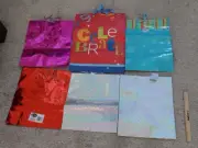 Lot of 6 Gift Bags Paper Birthday Shiny Various Sizes and Colors Voila Foil
