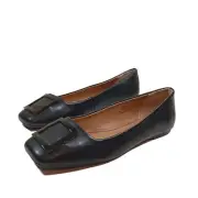 Journee Collection Zimia Flats Womens 7 Black Faux Leather Square Toe New