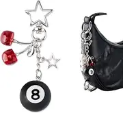 [GTUDOR] 8 Ball Cherry Keychain, Pool Eight Ball Keychain Purse Bag Charms Y2k Cute Key Chains Accessories for Women