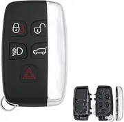 Range R0ver 5 Button Key Cover Fob Shell Case Replacement for Land Rover Sport Evoque Range R0ver Discovery 4 Freelander LR4 2010-15 Refit Remote Car Key Case