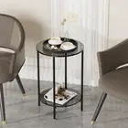 2-Tier Round Glass Bedside Tables Side Table Accent Table Coffee Table End Table