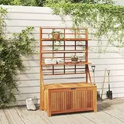 Storage Box with Trellis 99x50x160 cm Solid Wood Acacia Outdoor Cabinet Shed, Waterproof with Utility Shelves, Garden Deck Patio Box