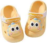 [NEUSOP] Children's Clogs Mules Boys Girls Dinosaur Lightweight Summer Garden Shoes Comfortable Breathable Sandals Non-Slip Beach Slippers, 1 Yellow, 22/23 EU
