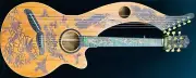 Blueberry Handmade Harp Guitar Bird Motif All Mahogany Pre-Order 90 Days