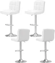 Artiss Bar Stools Stool Set of 4 Adjustable Kitchen Swivel Counter Barstools Dining Chair Chairs Gas Lift Leather White in 68-81cm Seat Height Floor for Home Bar Dining Room Cafe Outdoor Indoor
