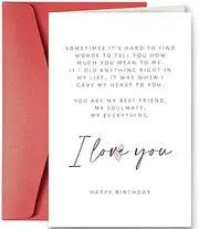 SuperShunhu Birthday Poem Card for Him Her, Romantic Birthday Card for Boyfriend Girlfriend, Happy Birthday Love Card for Partner