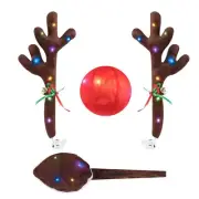 Car Reindeer Antlers,Antlers Car Kit with LED Lights,Reindeer Car Kit3650