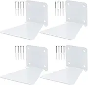 Floating Bookshelves Iron Invisible Floating Shelves Book Organizers Wall Mounted Bookshelf Metal Holder for Books Storage for Home Office Classroom (4, White)