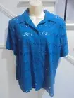 NONI B NEW WITH TAGS size 16 Teal Anglaise COTTON BLOUSE #