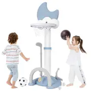 Costway 4-in-1 Basketball Hoop Adjustable Sports Center Football Golf Playset w/Electronic Scoreboard