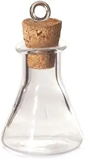 [INNSPIRO] Pendant Glass Triangular Bottle Transparent with Cork Stopper 17 x 28 mm, 17 x 28 mm, Glass, No Gemstone, 17x28mm., Glass, No Gemstone