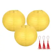 3 Pcs Yellow Round Paper Lanterns 8 Inch Paper Lantern Party Decorations