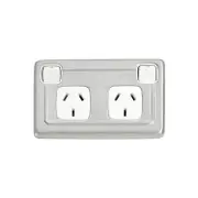 Tradco 5879SC Double Power Point Satin Chrome WH 115x72mm