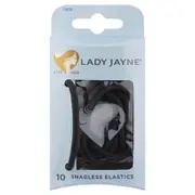 Lady Jayne Black Snagless Thick Elastics Pack10