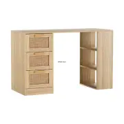 Artiss Computer Desk Drawer Shelf Home Office Study Table Rattan Oak 120CM New