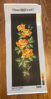 Vintage Margot Creations de Paris Tapestry Needlepoint Canvas Flowers Roses