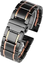 [SKXMOD] Luxury Ceramic And Stainless Steel 20mm 22mm Black Gold Strap For Men Women Watch Strap Bracelet Wristband