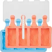 [Lurch] Wave Ice Lolly Mould, Popsicles Silicone Set of 2 with Lid, Reusable for Children and Adults