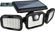 Solar Motion Sensor Light - 800Lumens 74 LED Wireless Outdoor Flood Light, 3 Adj