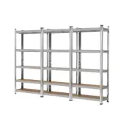 4x Warehouse Storage Rack 5-tier 1.5m Silver