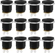 eMagTech 30pcs 3 Pin DC Power Jack Socket Female Metal Round Panel Jack Socket Suitable for MP3 MP4 Music Players 2.1mm X 5.5mm Black