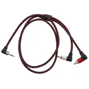 90 Degree 3.5mm Male to 2 RCA Male Cable Right Angle Stereo AUX Y Splitter Cord Microphone Jack Plug for Laptop 1m Red black