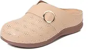 [DDWRGD] Comfortable Walking Wedge Clogs for Women Slip on Mules with Buckle Closed Toe Sandals, Summer Casual Shoes