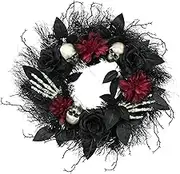 Nishiyuenyi Halloween Wreath Ornament Layout Props Home Decor Spooky Black Decoration Indoor Garden Realistic Festival Artificial Garland