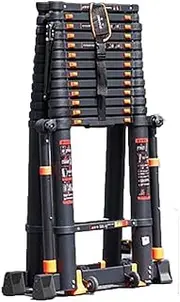 Black Extension Ladder with Stabilizer Bar， Aluminium Multipurpose A-Frame Telescoping Ladder， Folding Heavy Duty Loft Telescopic Ladders (Size : 3.1+3.1m/10.2+10.2ft)