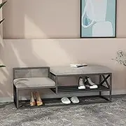 Murder Metal with Seat Shoe Storage Bench Shoe Bench for Adult & Kids Hallway Front Door Living Room Entryway-B 100x35x45cm(39x14x18inch)