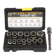 Bolt Extractor Kit,14 Pcs Nut Extractor Socket Set,1/4”-3/8” Drive Drive Roun...